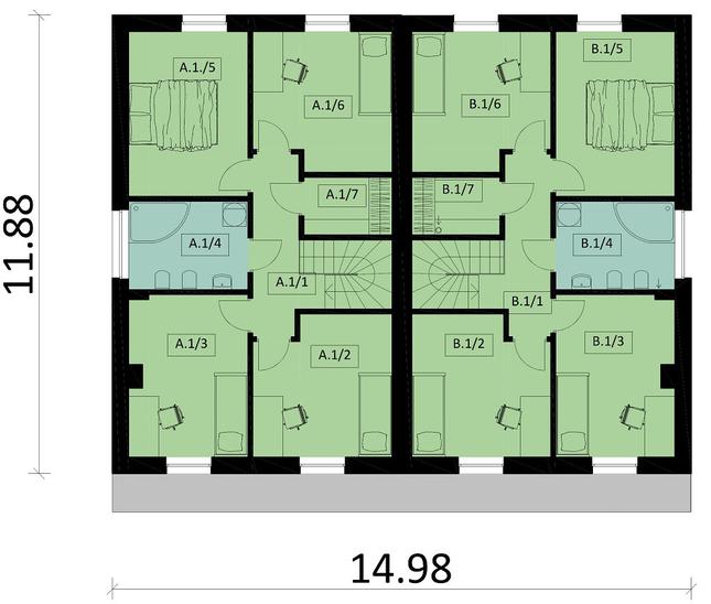 Rzut piętra POW. 133,5 m²