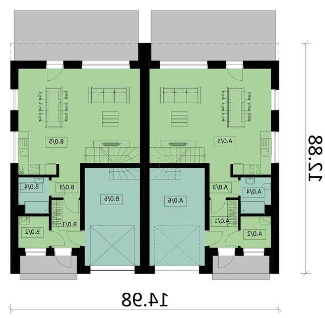 Rzut parteru lustro POW. 136,6 m²