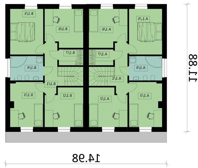 Rzut piętra lustro POW. 133,5 m²