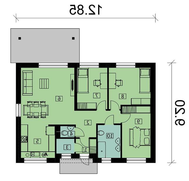 Rzut parteru lustro POW. 93,3 m²