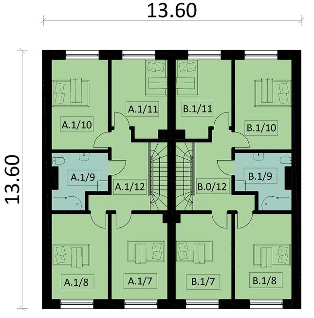 Rzut piętra POW. 142,3 m²