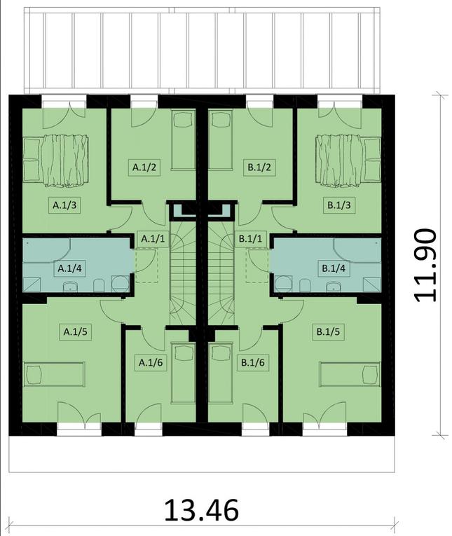 Rzut piętra POW. 120,2 m²