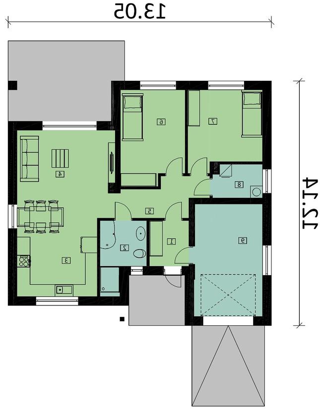 Rzut parteru lustro POW. 106,6 m²