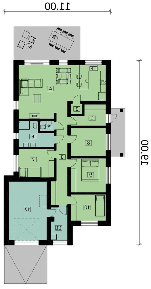 Rzut parteru lustro POW. 152,2 m²