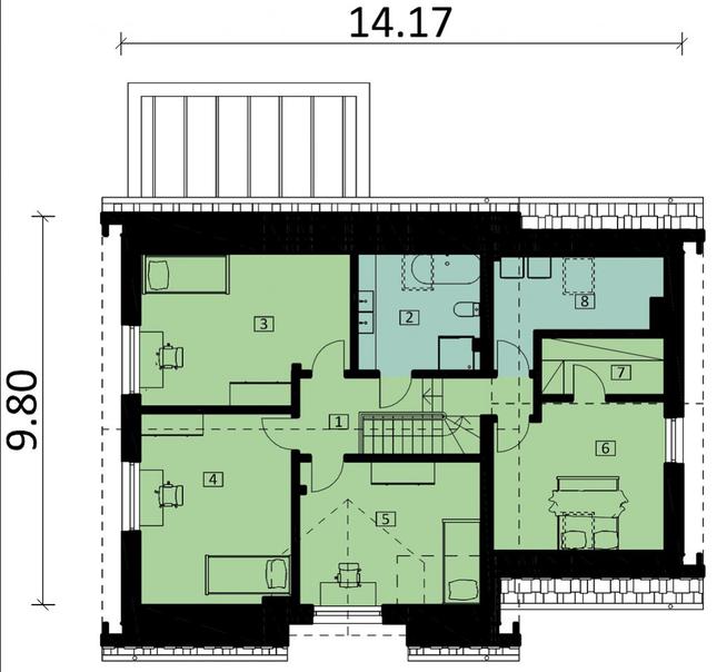 Rzut poddasza POW. 83,0 m²