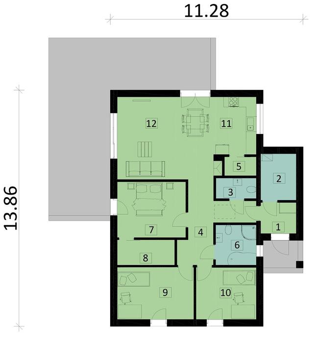 Rzut parteru POW. 111,4 m²