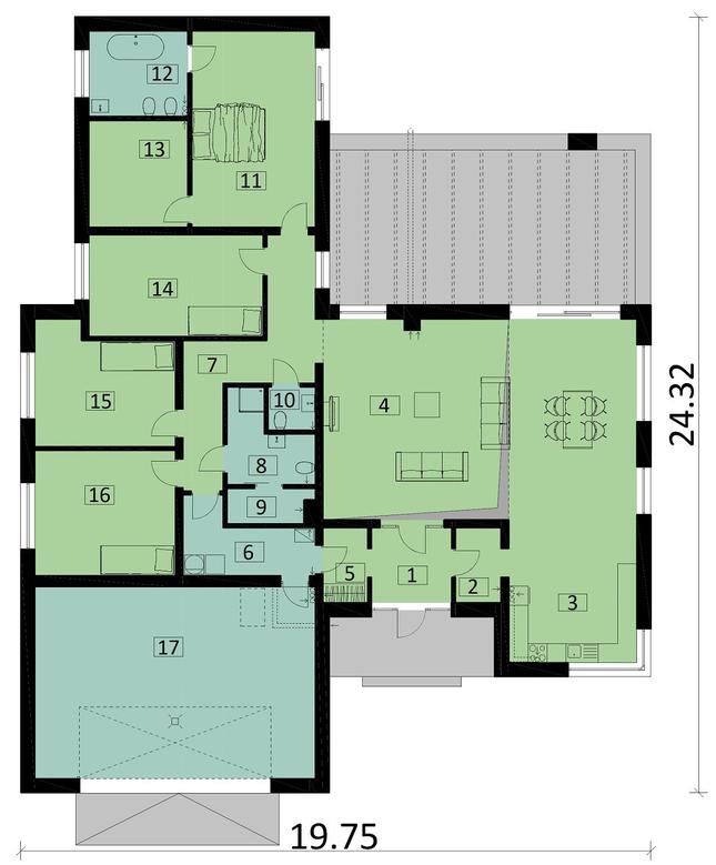 Rzut parteru POW. 275,0 m²