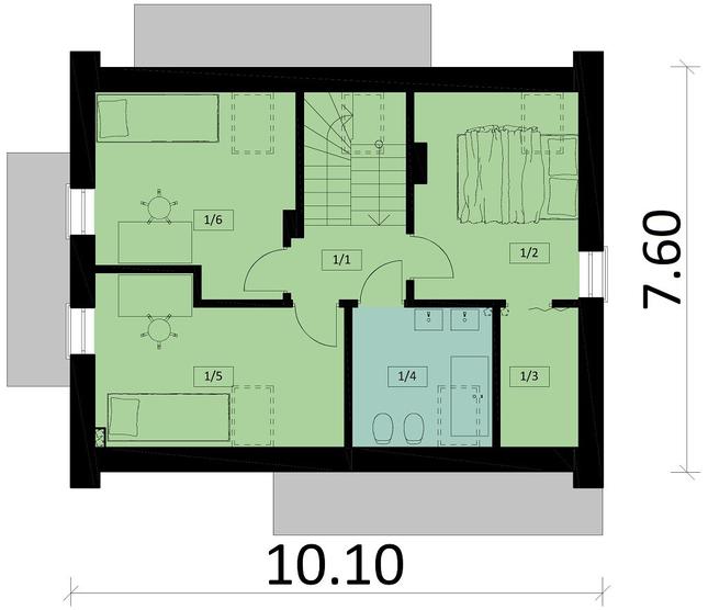 Rzut poddasza POW. 44,4 m²