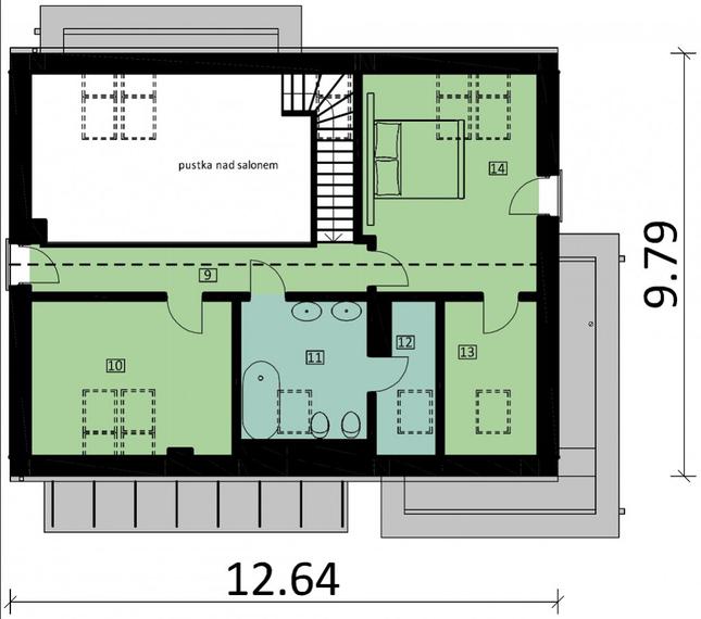 Rzut poddasza POW. 57,3 m²
