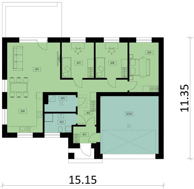 Rzut parteru POW. 127,2 m²