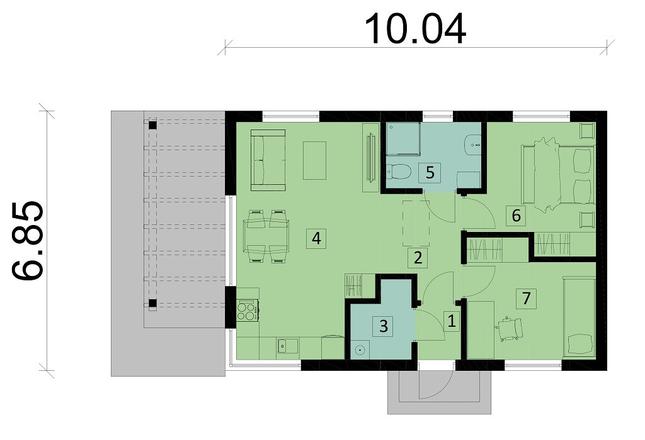 Rzut parteru POW. 55,9 m²