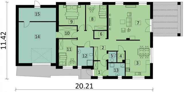 Rzut parteru POW. 171,3 m²