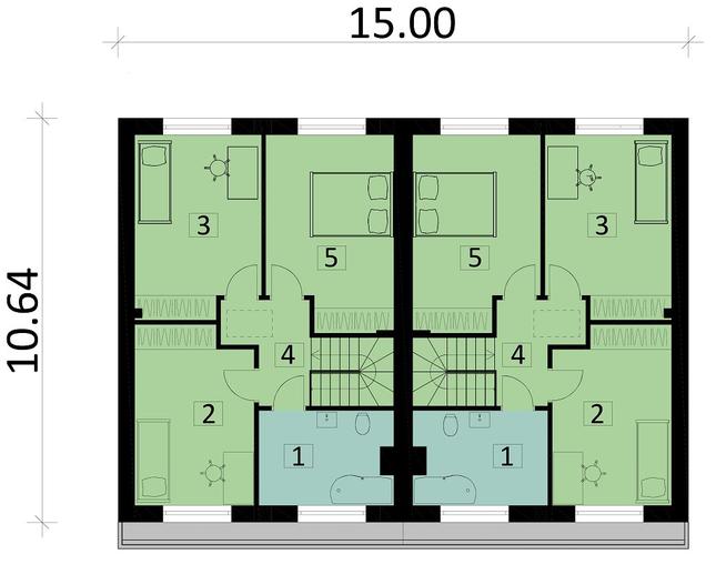 Rzut piętra POW. 119,2 m²