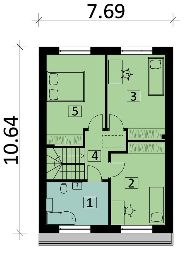 Rzut piętra POW. 59,6 m²
