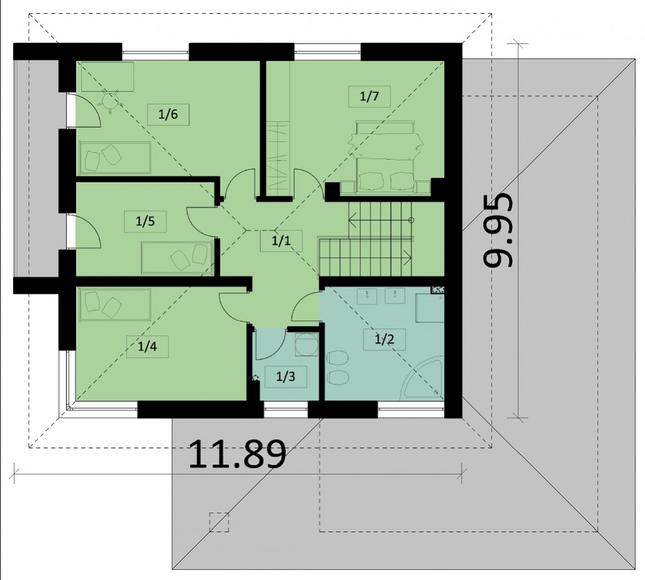 Rzut piętra POW. 77,8 m²