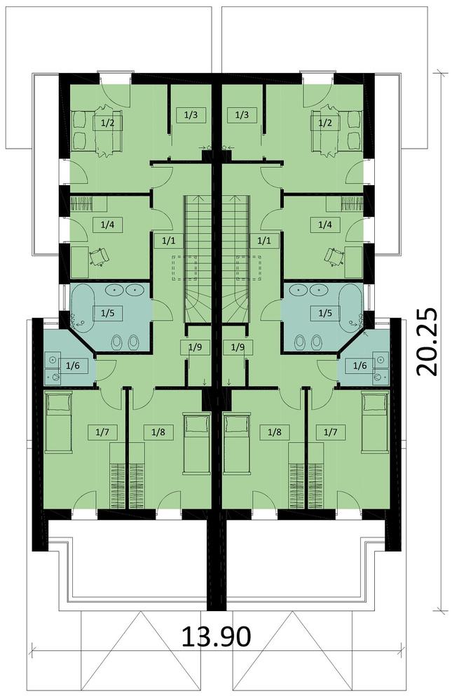 Rzut piętra POW. 165,1 m²