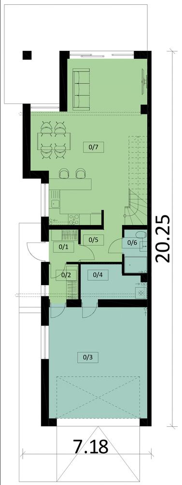 Rzut parteru POW. 97,3 m²