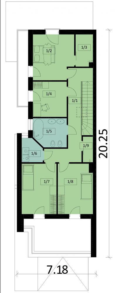 Rzut piętra POW. 82,5 m²