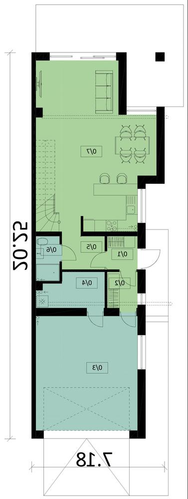 Rzut parteru lustro POW. 97,3 m²