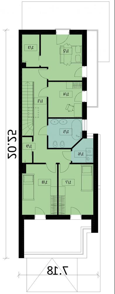 Rzut piętra lustro POW. 82,5 m²