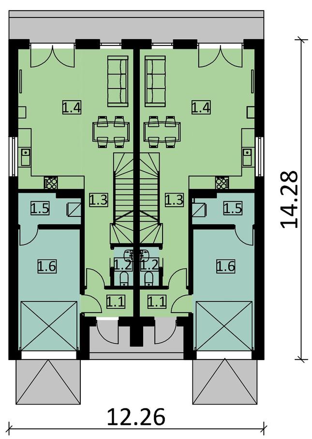 Rzut parteru POW. 135,3 m²