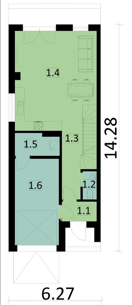 Rzut parteru POW. 67,6 m²