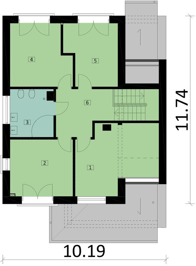 Rzut piętra POW. 72,0 m²