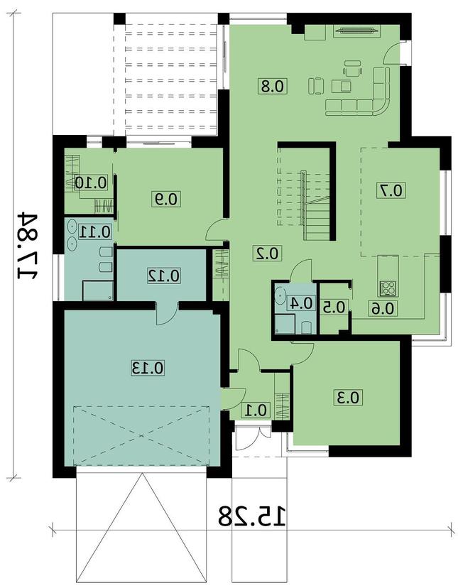 Rzut parteru lustro POW. 178,8 m²
