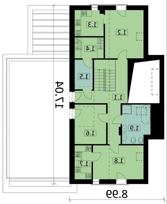Rzut poddasza lustro POW. 79,2 m²