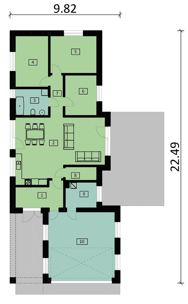 Rzut parteru POW. 146,3 m²