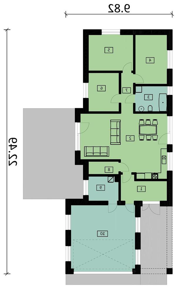 Rzut parteru lustro POW. 146,3 m²