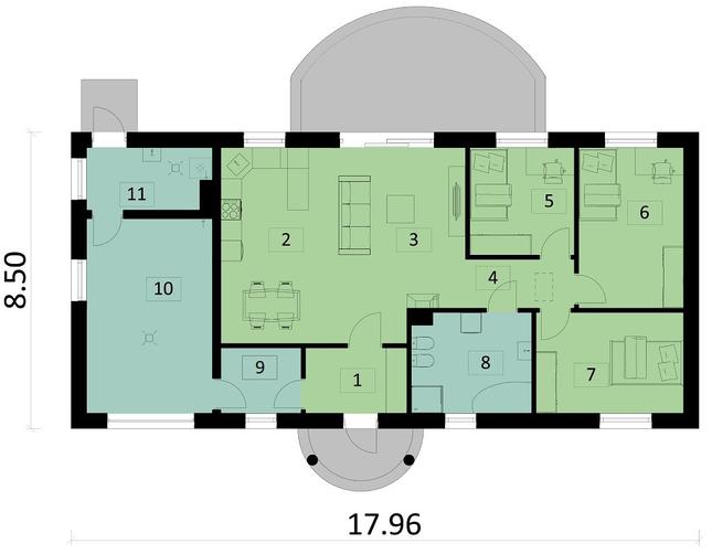 Rzut parteru POW. 123,1 m²