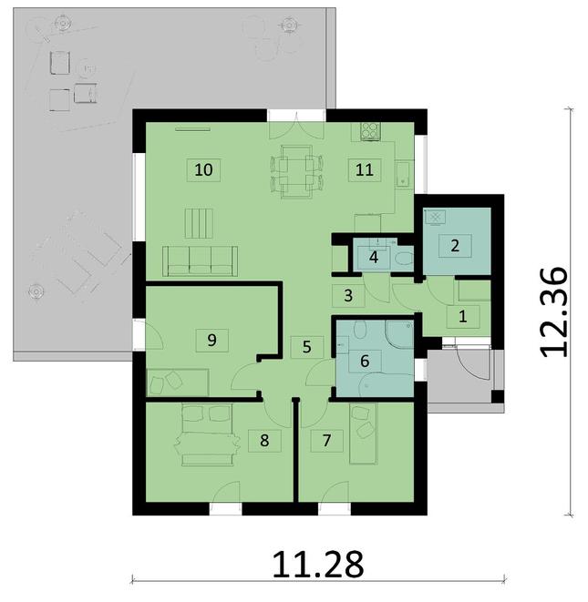 Rzut parteru POW. 98,3 m²