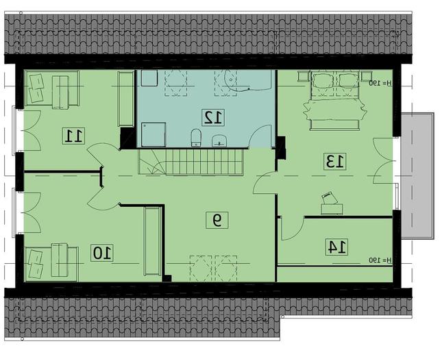 Rzut poddasza lustro POW. 85,9 m²