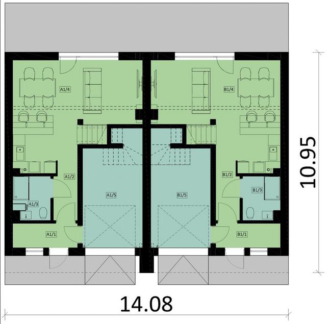 Rzut parteru POW. 114,6 m²