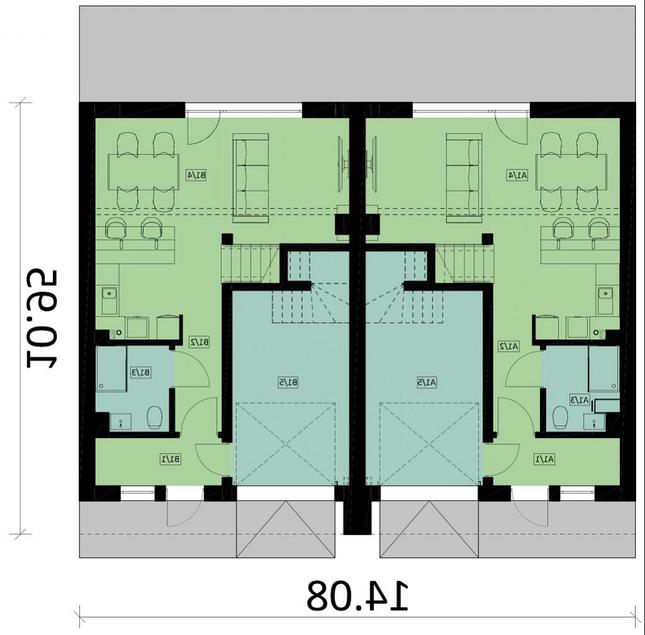 Rzut parteru lustro POW. 114,6 m²