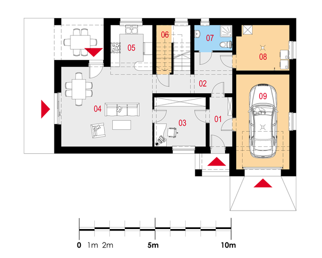 Rzut parteru POW. 109,2 m²