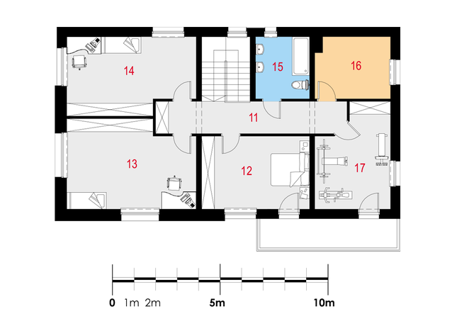 Rzut piętra POW. 108,2 m²