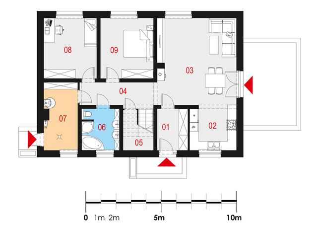 Rzut parteru lustro POW. 102,2 m²