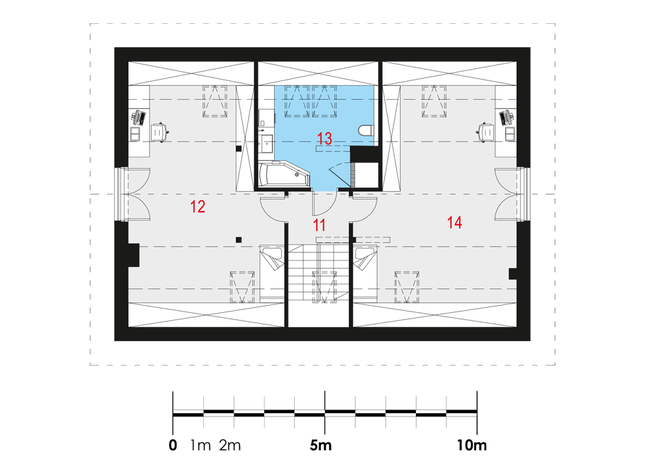 Rzut poddasza lustro POW. 103,7 m²
