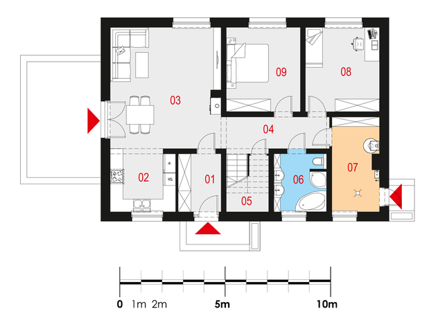 Rzut parteru POW. 102,2 m²