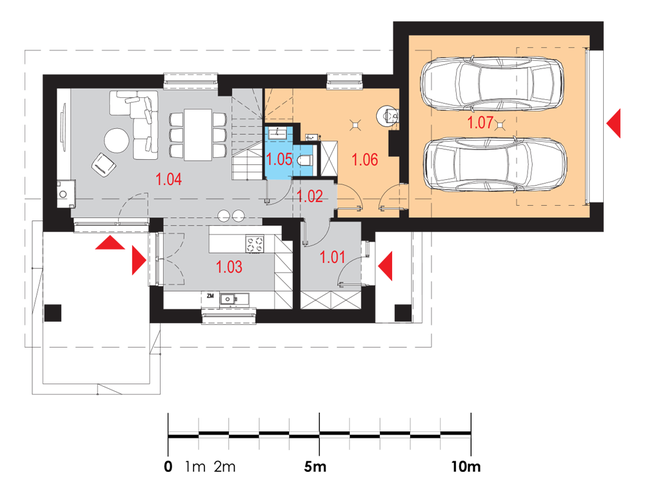 Rzut parteru POW. 100,0 m²