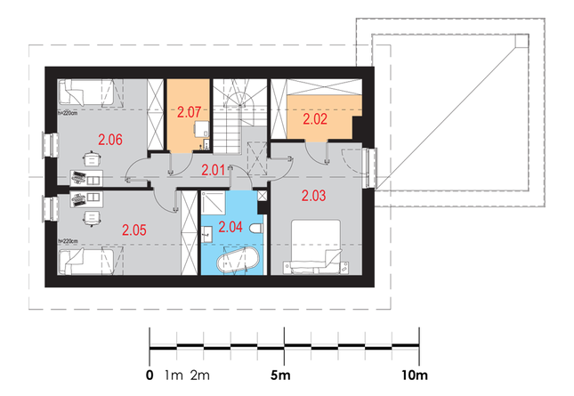 Rzut poddasza POW. 74,5 m²
