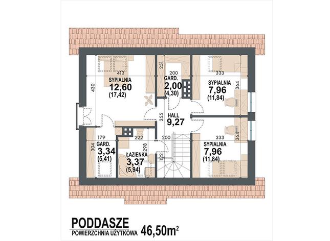 Rzut poddasza POW. 66,0 m²
