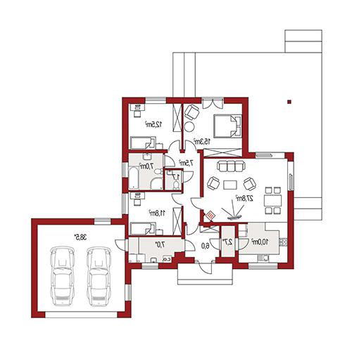 Rzut parteru lustro POW. 0,0 m²