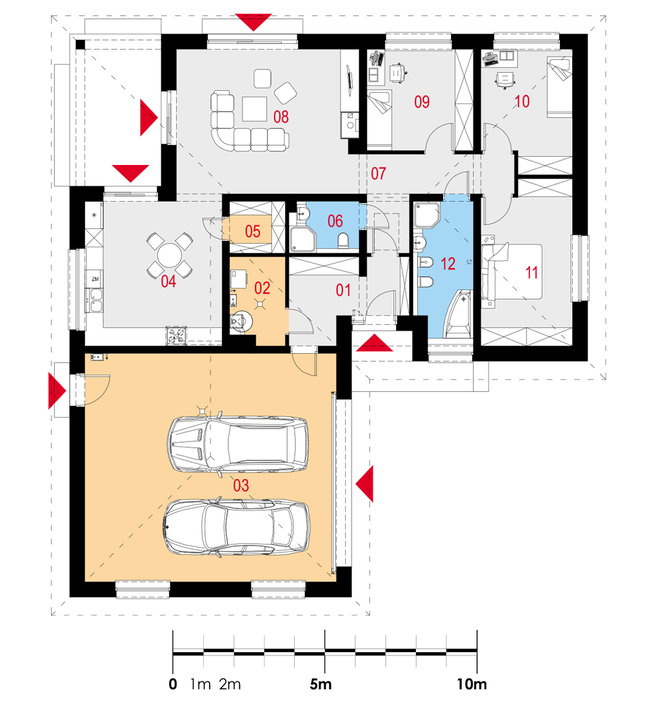 Rzut parteru POW. 185,9 m²