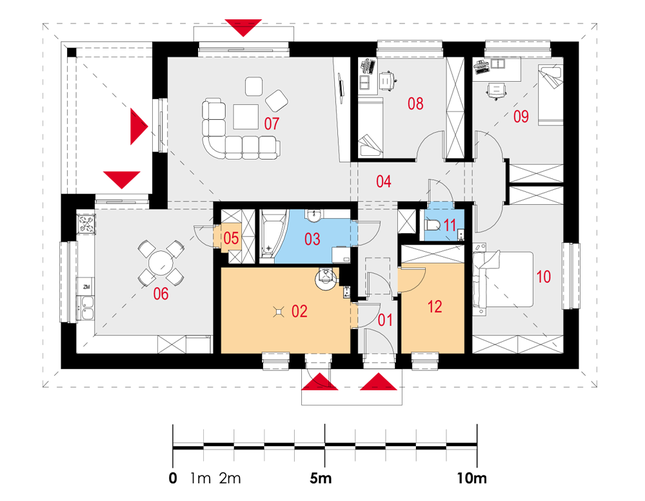 Rzut parteru POW. 126,6 m²