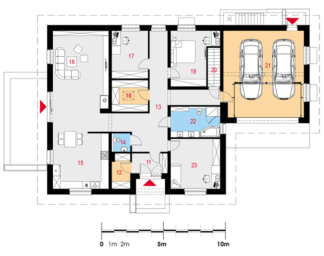 Rzut parteru POW. 196,4 m²