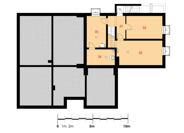 Rzut piwnicy POW. 66,4 m²
