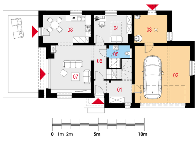 Rzut parteru POW. 98,9 m²